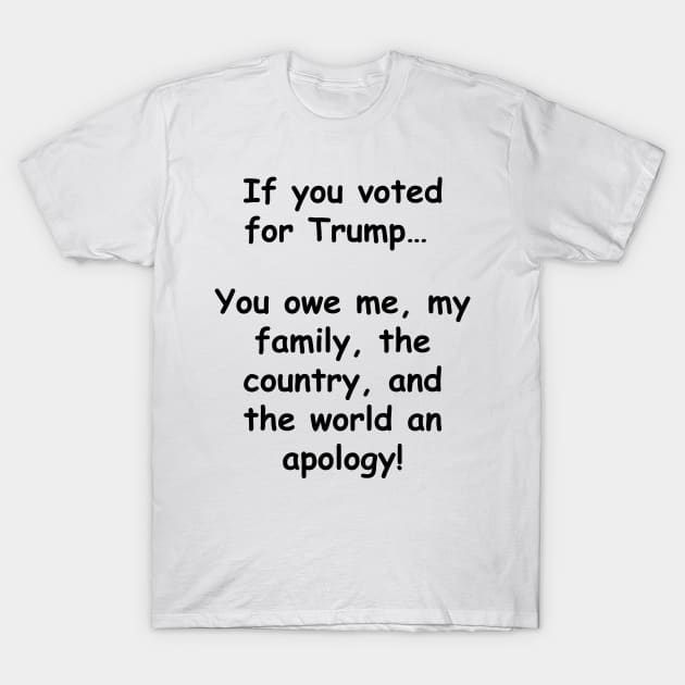 Aplogize for voting for Trump T-Shirt by Creative Overtones